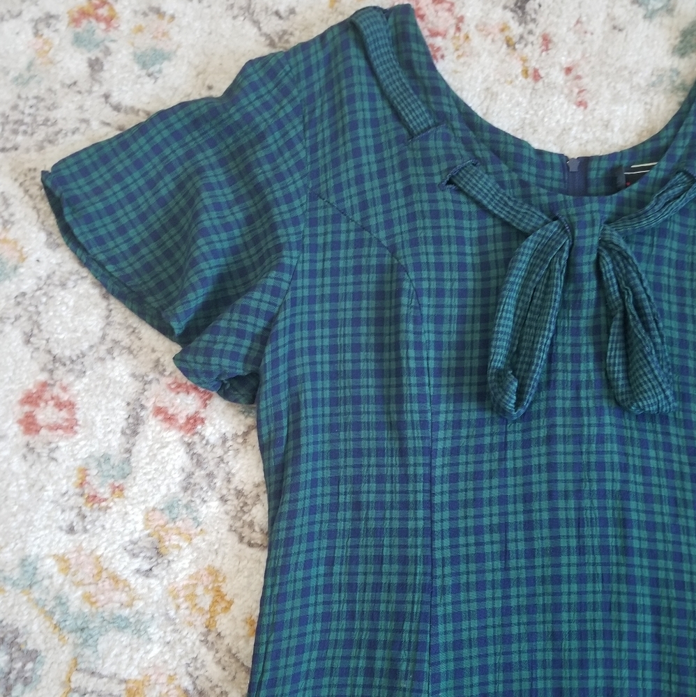 Vintage Plaid Midi Dress